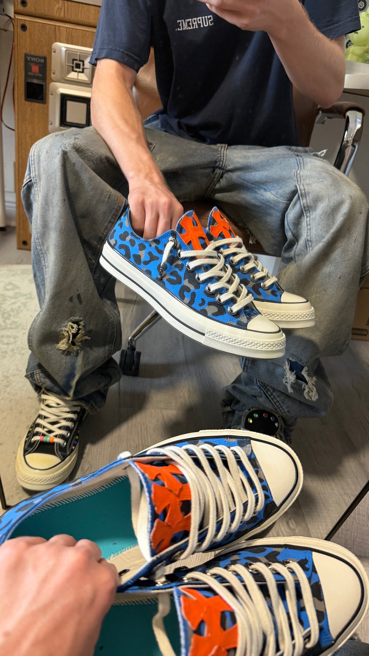 Blue Leopard Converse
